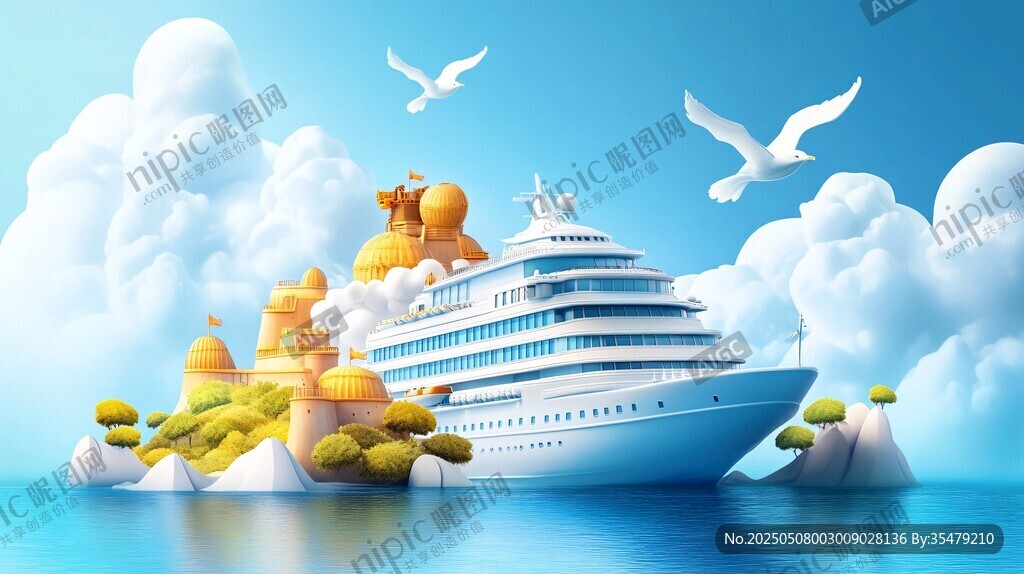 梦幻海上邮轮与童话岛屿