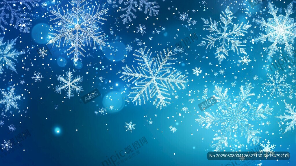梦幻蓝色雪花背景图