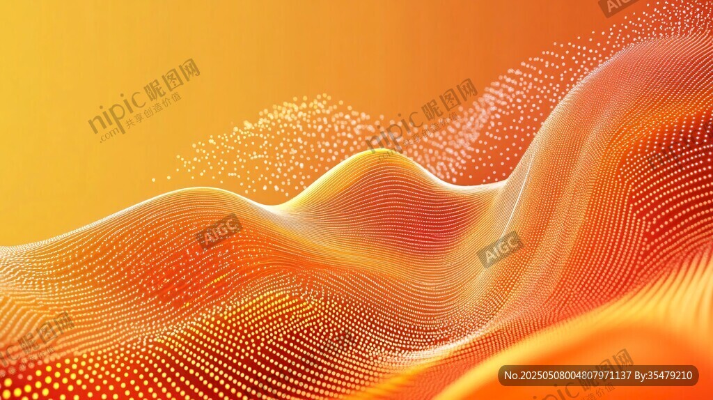 橙黄渐变流动波浪背景图