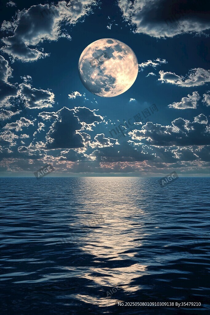 海上明月夜 梦幻云相伴
