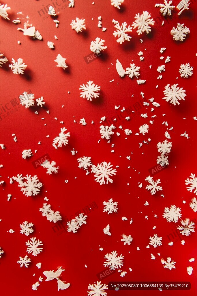红底雪花装饰图