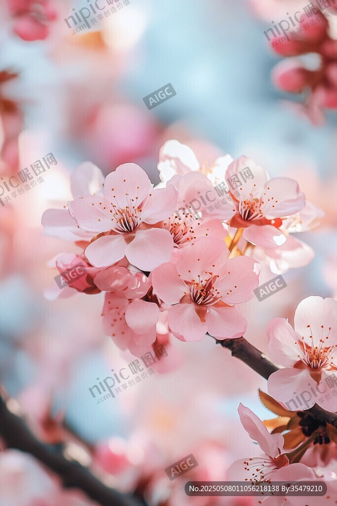 粉嫩樱花绽放枝头