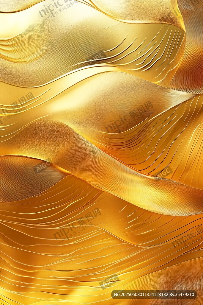 金色流动波纹艺术纹理