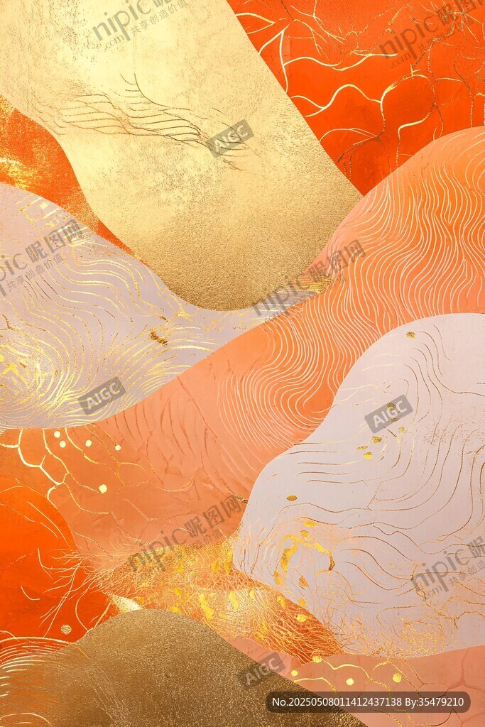 金橙山水纹中式精美图案