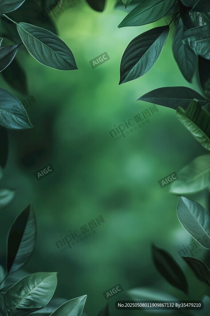 绿叶环绕的清新自然背景