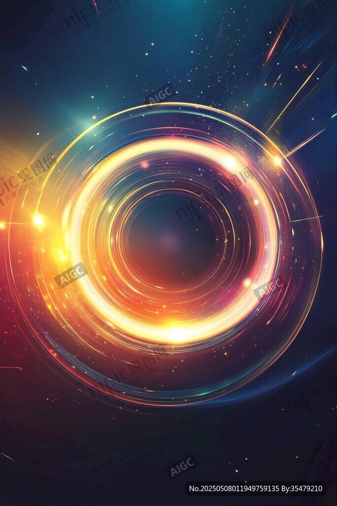 炫彩光环科幻宇宙背景图