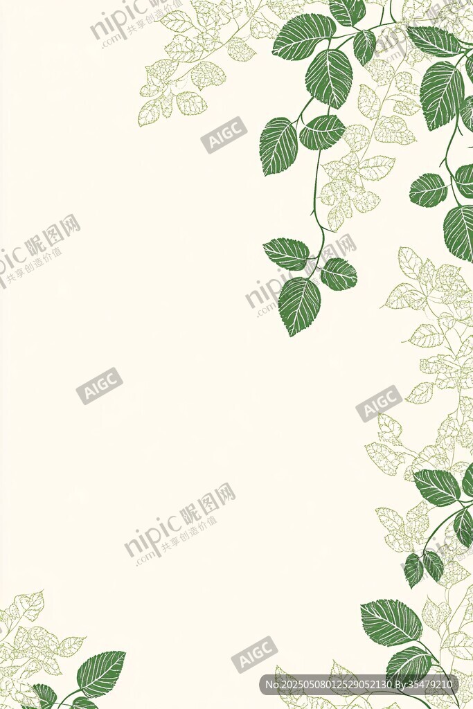 清新绿植边框背景图