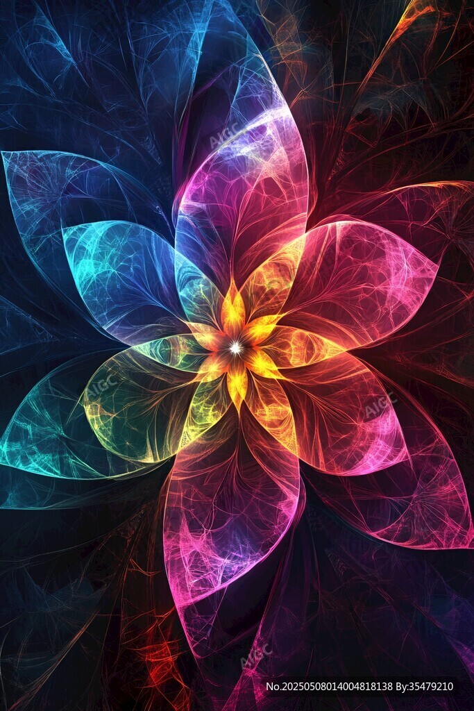 梦幻炫彩分形花朵图案
