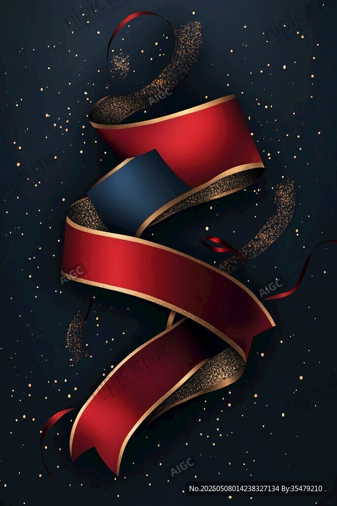 炫彩丝带于星空下优雅盘旋
