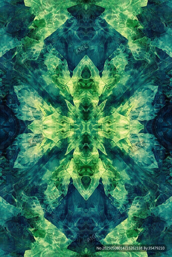 幻彩对称绿植抽象图案
