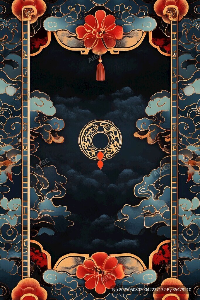 中式古典风华丽边框图案