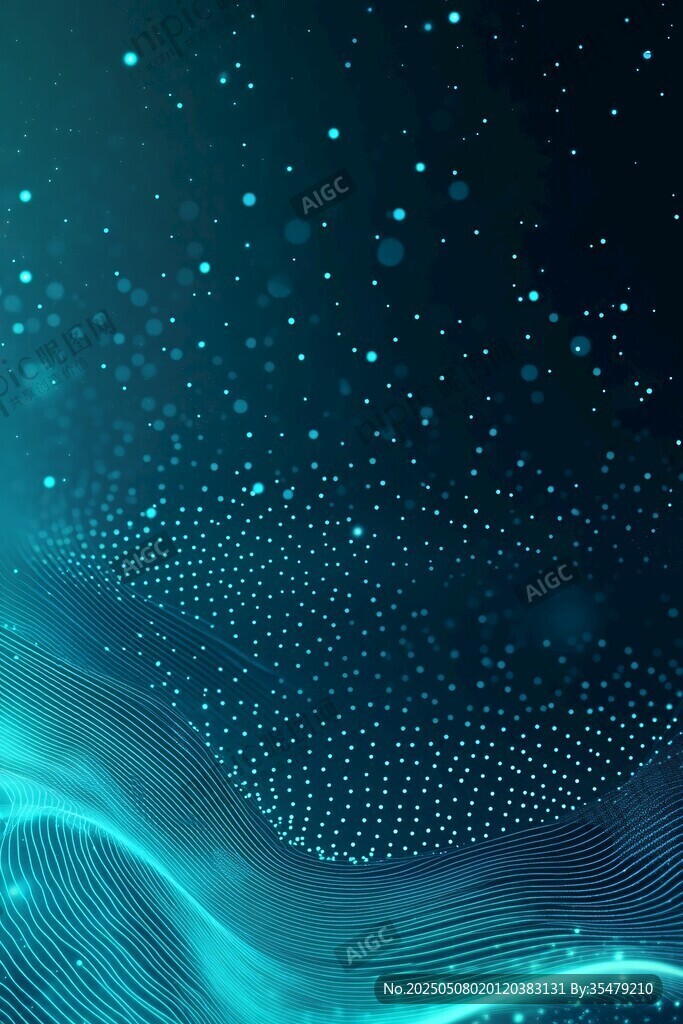 梦幻蓝调粒子流动背景图