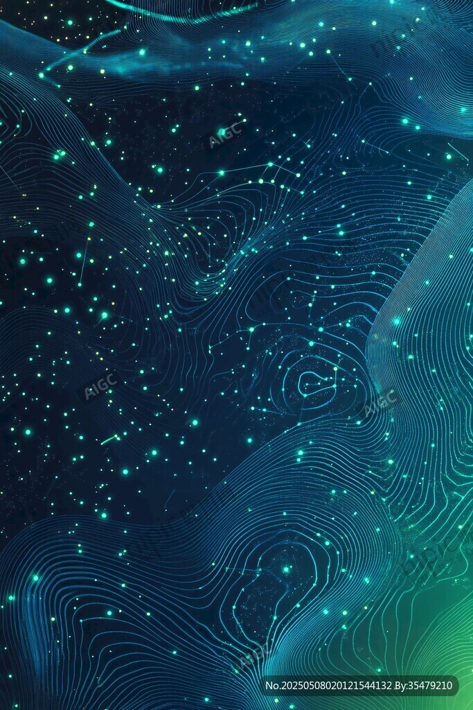 梦幻星空蓝绿渐变背景图