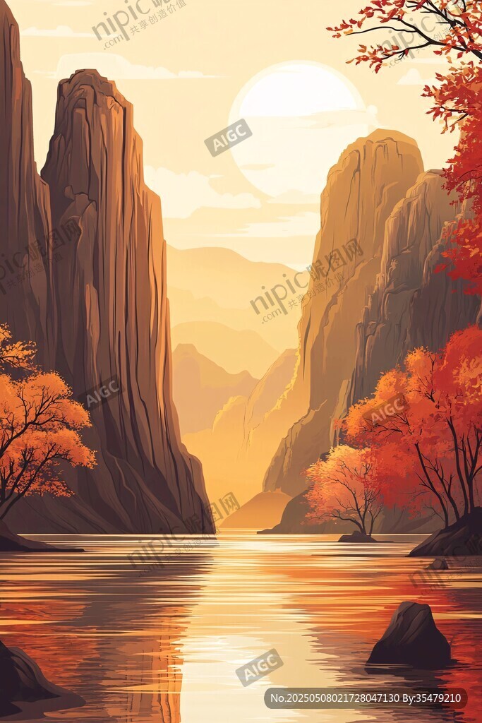 秋日山水间的壮丽景致