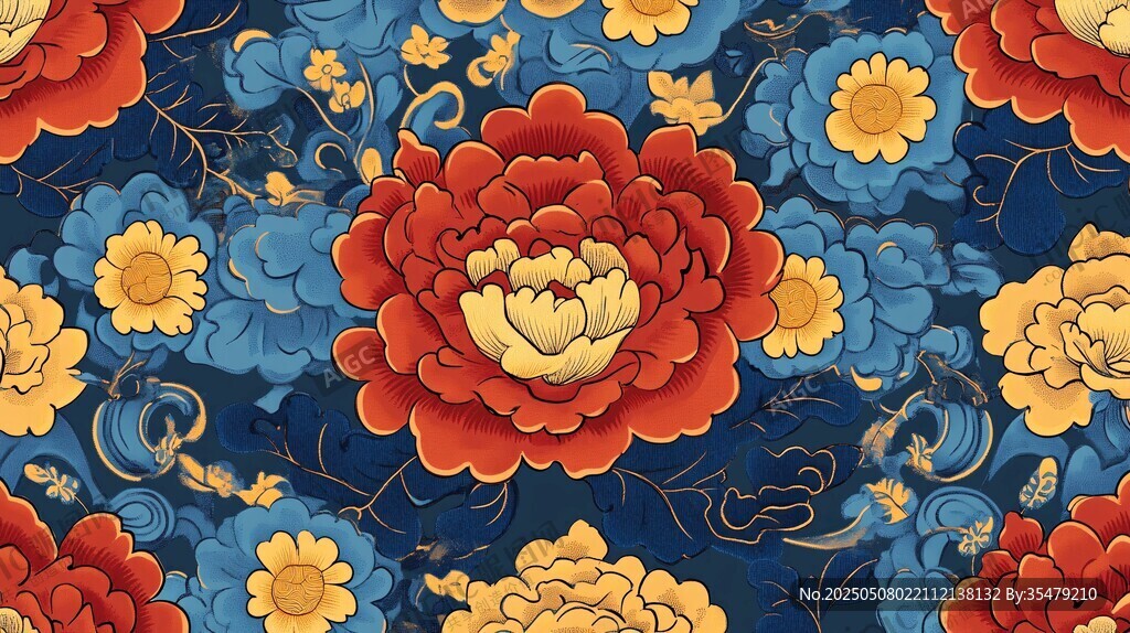中式繁花锦簇传统图案