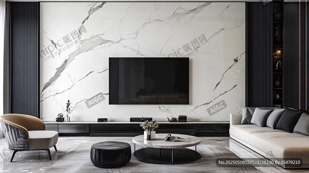 现代简约风客厅电视背景墙
