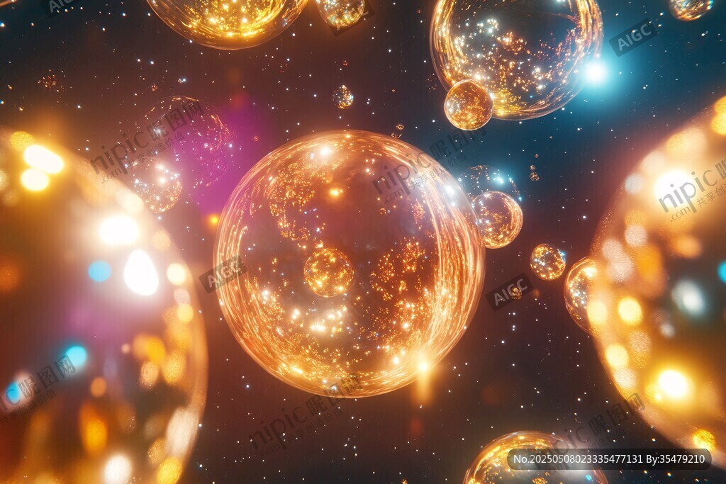 梦幻金色气泡宇宙光影图