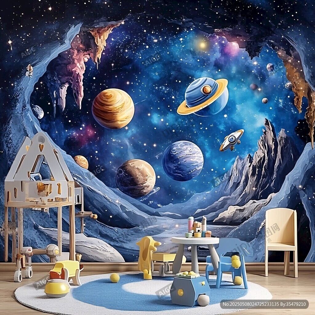 梦幻宇宙风儿童房装饰画