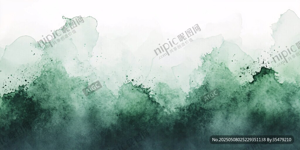 水墨风格的青绿烟雾背景