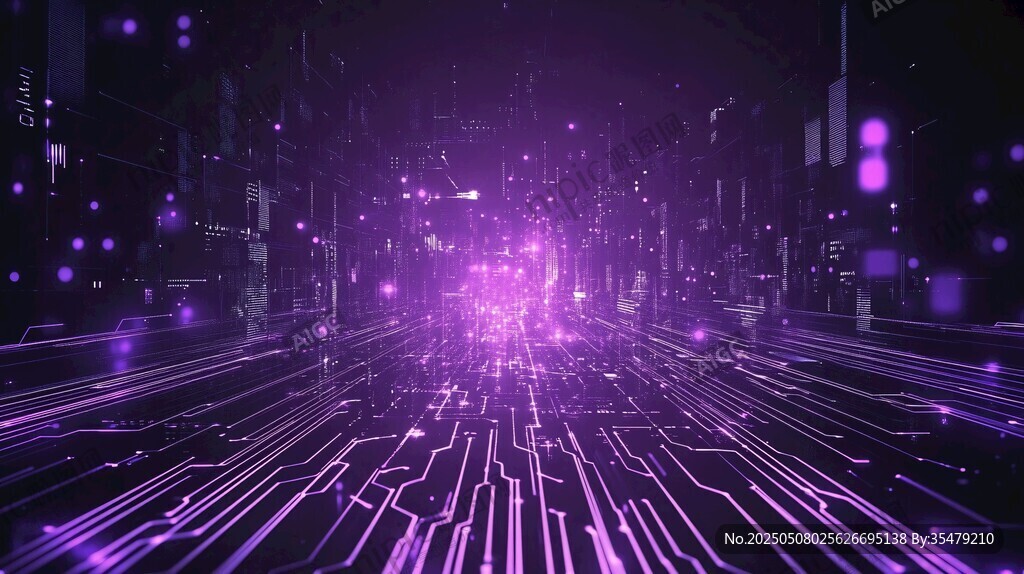 梦幻紫调科技感未来场景