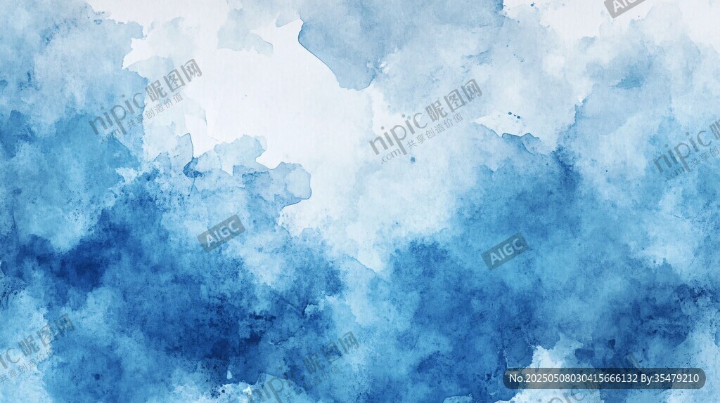 蓝色水彩晕染背景纹理