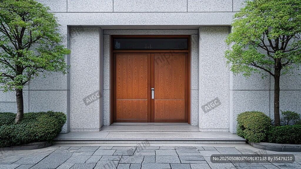 现代风格双开木门庭院入口
