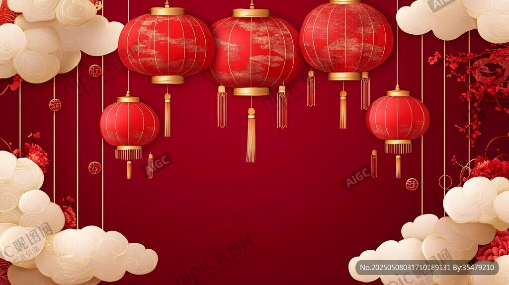 喜庆红灯笼中式背景图