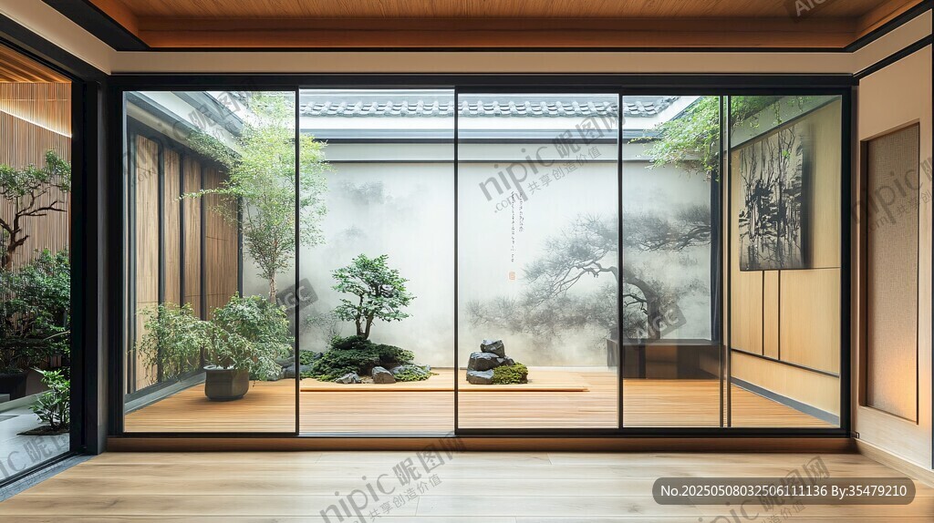 中式禅意庭院室内观景视角