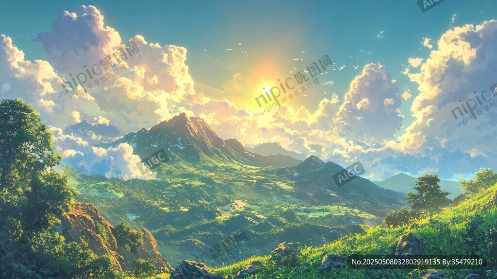 壮丽山景下的绚烂日出