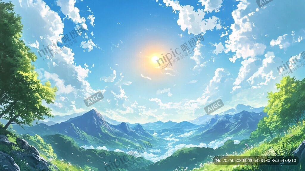 山间晴日美景