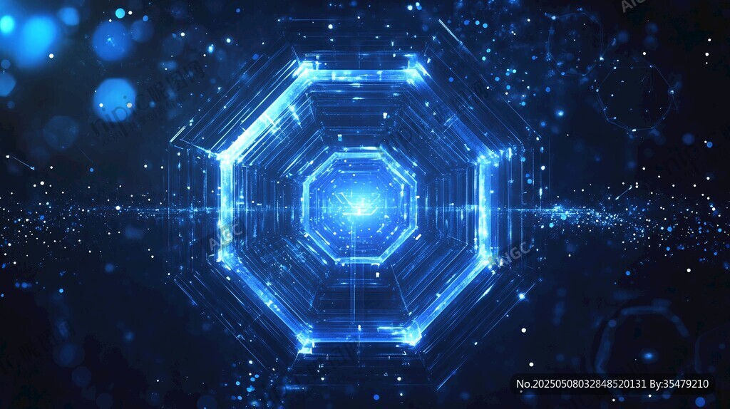 科技感六边形蓝光数字背景