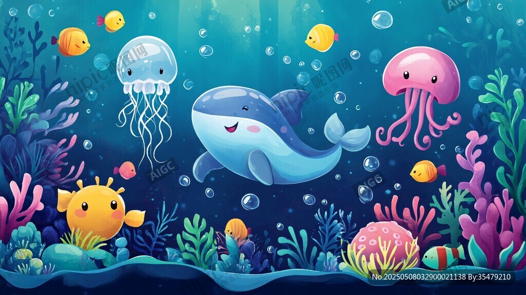 海底欢乐的海洋生物世界