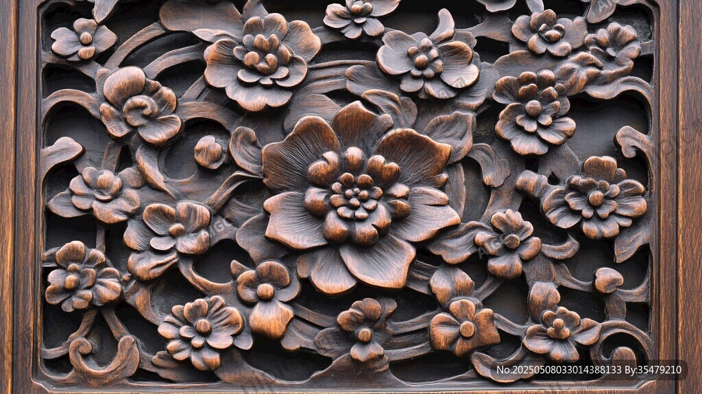 精美木雕花卉图案装饰板