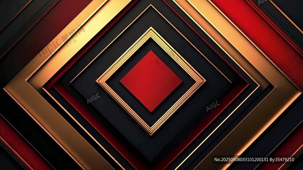 红黑金几何重叠立体背景