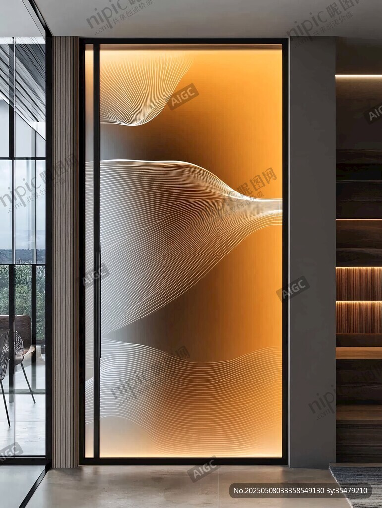 现代艺术玻璃隔断墙设计