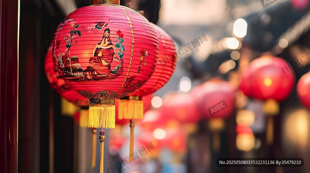 街头红灯笼 尽显传统韵味