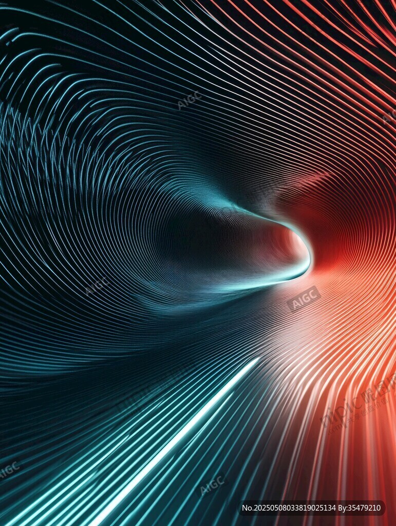 炫彩线条科幻隧道背景图