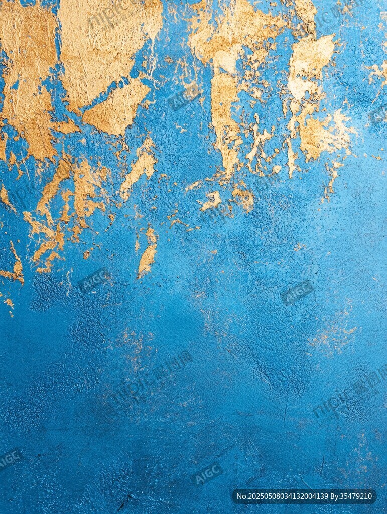 蓝金斑驳墙面纹理艺术