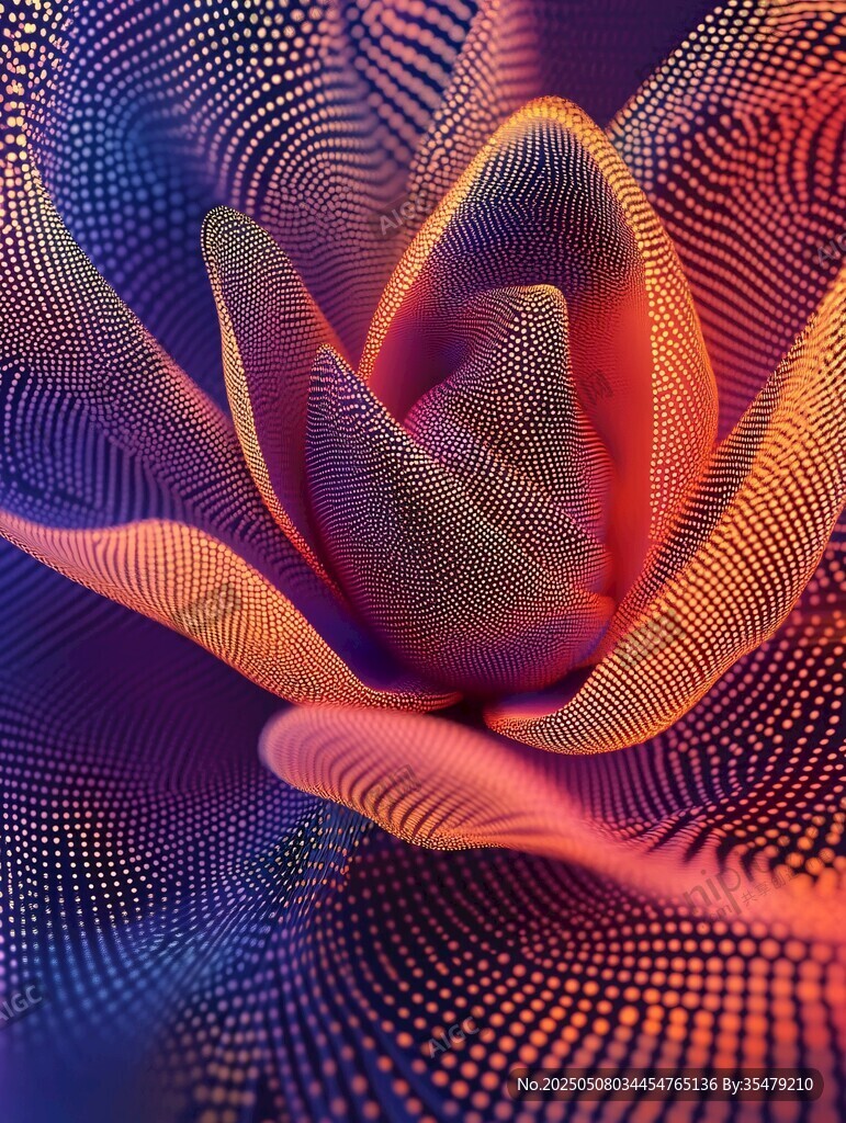 梦幻绚丽的线条花朵图案