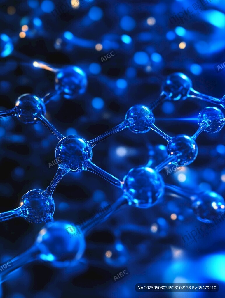 蓝色分子结构微观图像