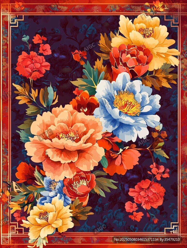 中式繁花锦簇图案设计
