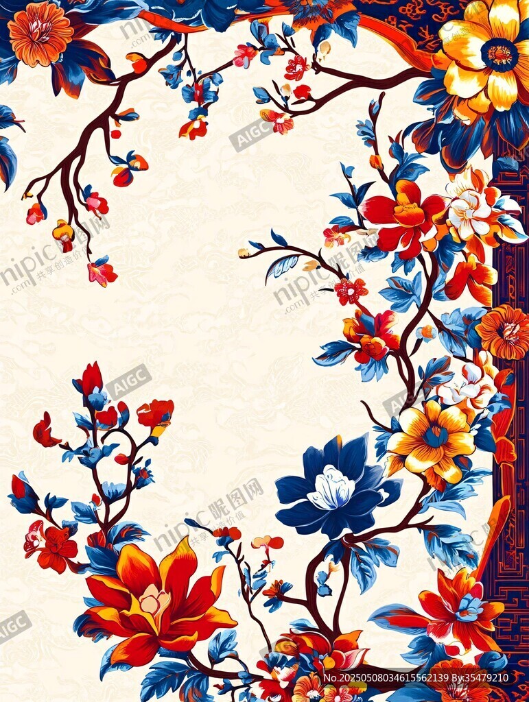 中式花卉图案装饰背景