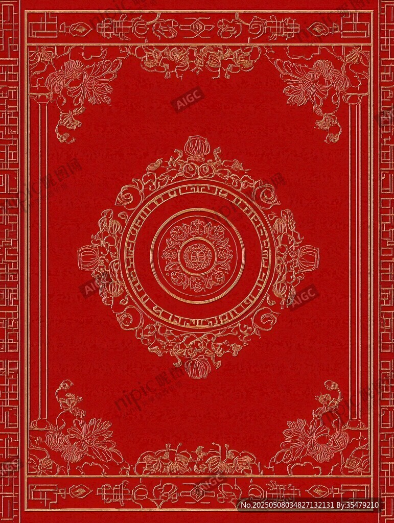 中式红金古典花纹背景图