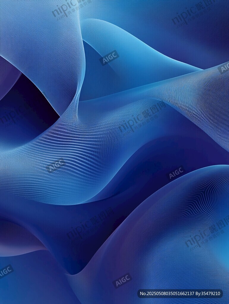 蓝色流动线条抽象背景图