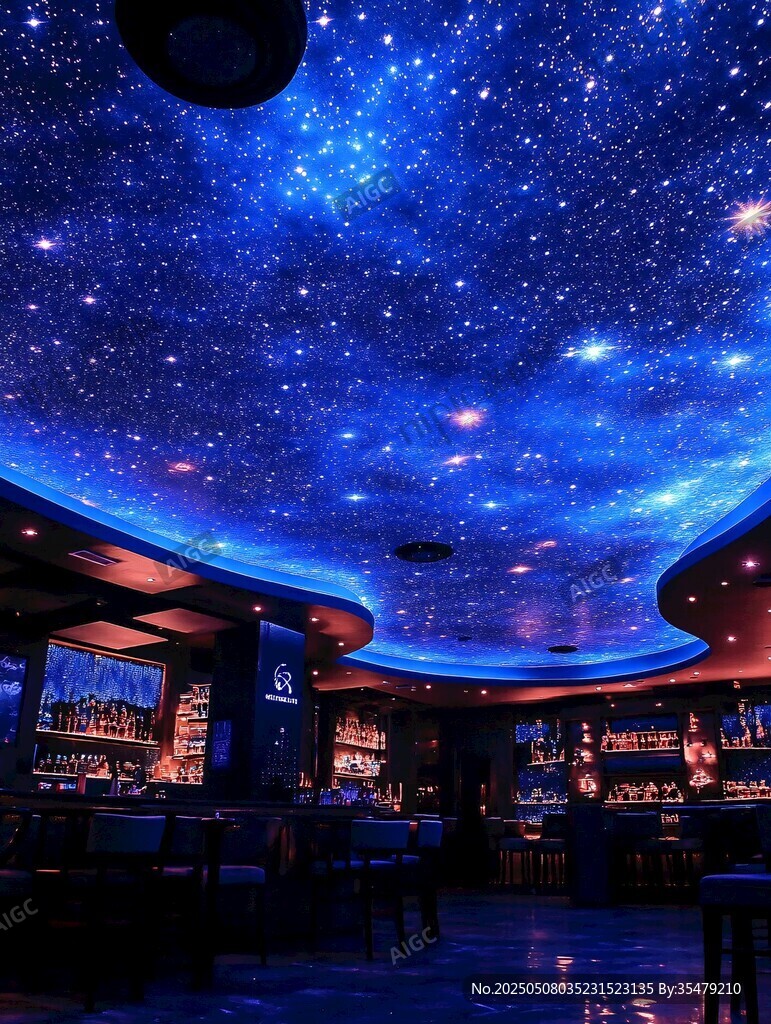 梦幻星空主题酒吧内部