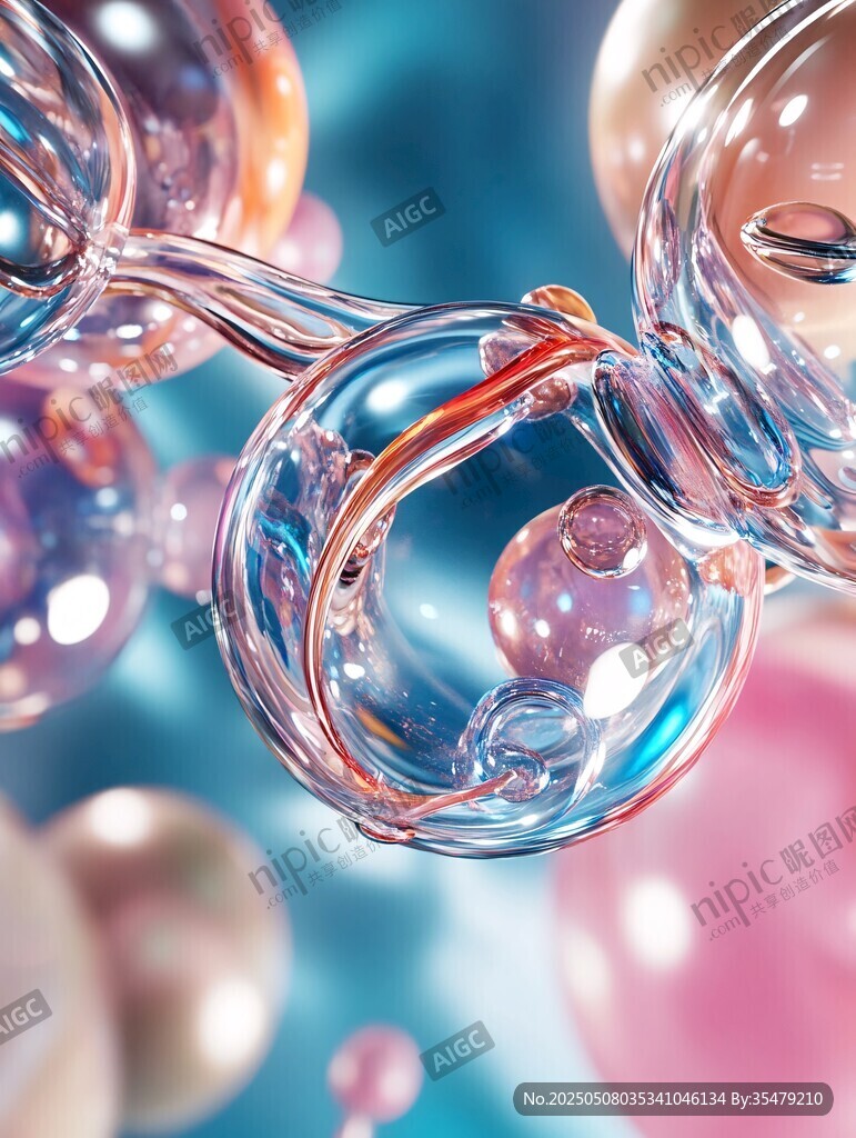 梦幻炫彩透明泡泡微观世界