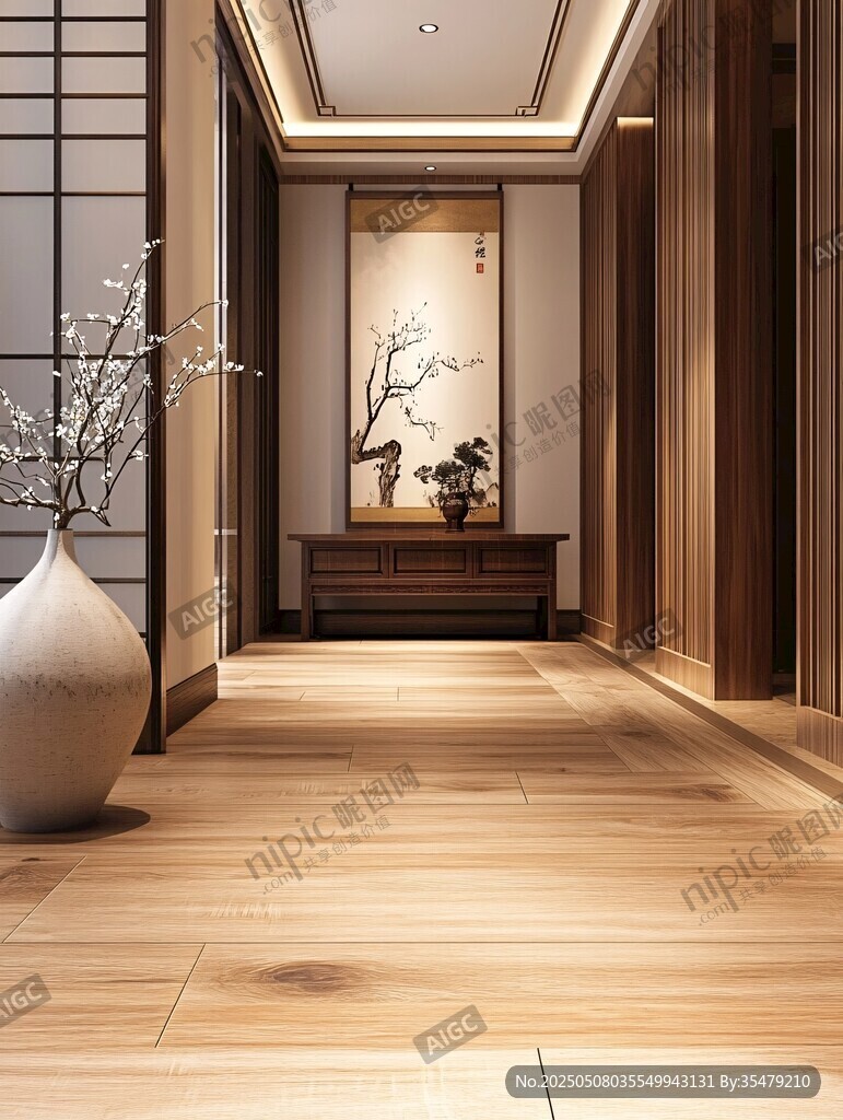 中式走廊过道的雅致景致