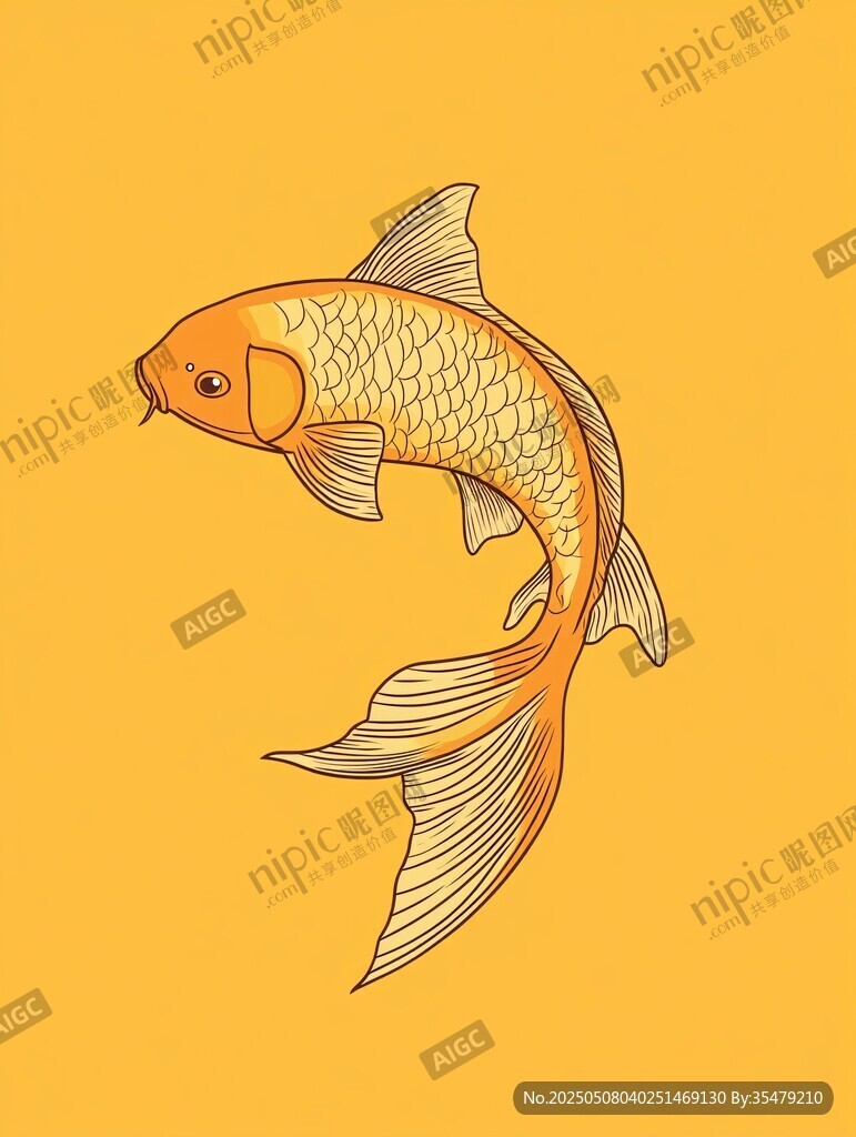 金色锦鲤插画