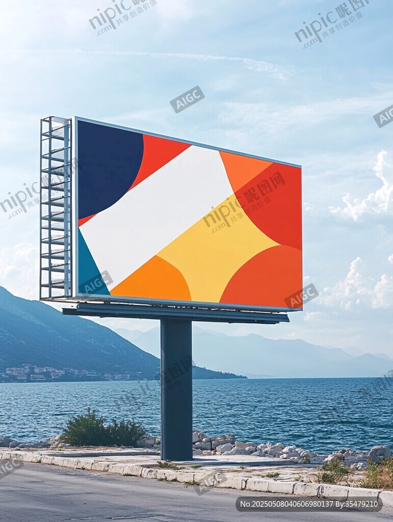 海边彩色户外广告牌