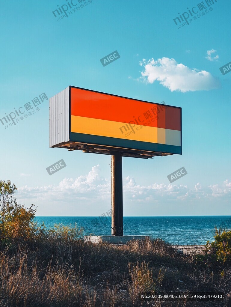 海边彩色广告牌风景